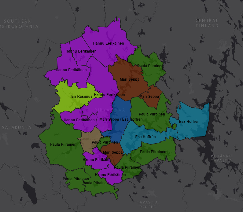 Kaavaohjaajat Pirkanmaan ELY-keskuksen alueella - Paikkatieto